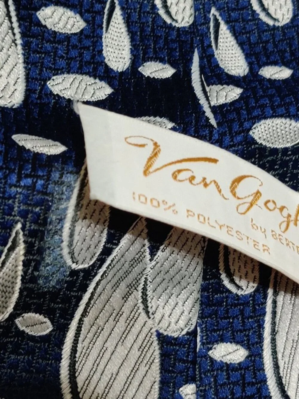 Van Gogh by Bertoni Necktie Blue Silver Raindrop Vintage 90s Novelty Retro Tie